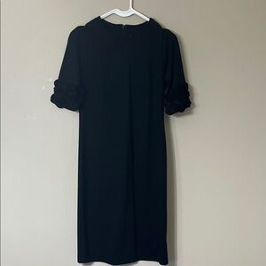 Just...Taylor Black Midi Dress with Floral Sleeves